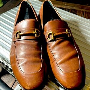 Men’s 10 1/2 brown, soft leather Ferragamo slip on loafers.